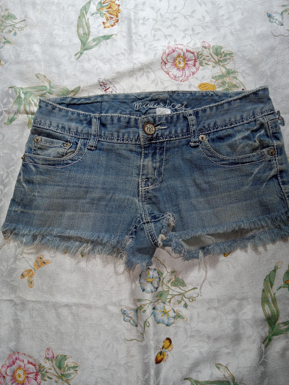 Maurices Light Blue Denim Cutoff Shorts with Frayed Hem